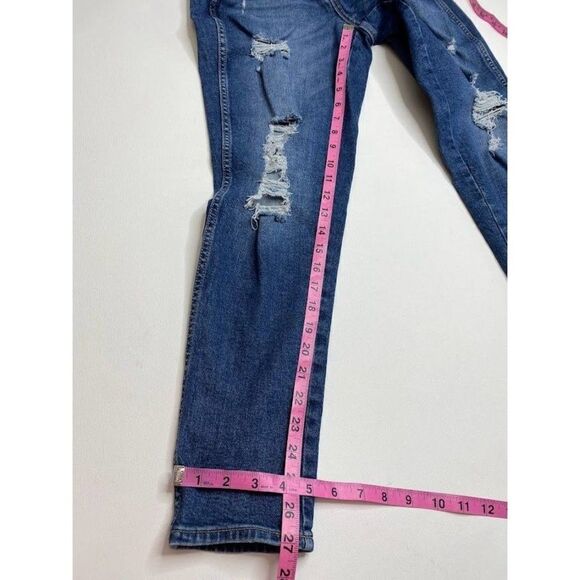 Juniors ARIZONA Highest Rise MoM Denim Ripped Distressed Jeans Sz 1 - Picture 9 of 10